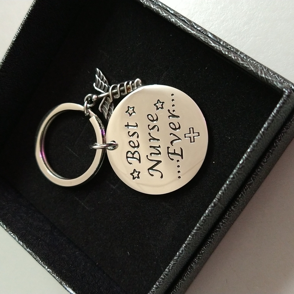 Best Nurse Ever Keyring with Caduceus